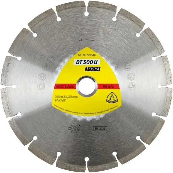 Klingspor 325346 Discos de Corte Diamantados para Amoladoras Angulares, DT 300 U, 125 mm x 22.23 mm, 12200 RPM
