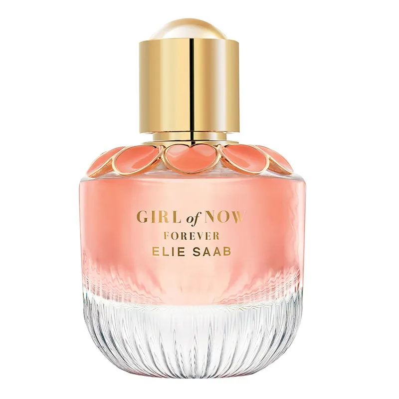 Elie Saab Girl of Now Forever 50 ml - Eau de Parfum de Mujer - Fragancia Floral Frutal - Efervescentes Notas de Frambuesa, Cítricos, Rosa, Flor de Ormond y Pachulí - Botella de Cristal Transparente
