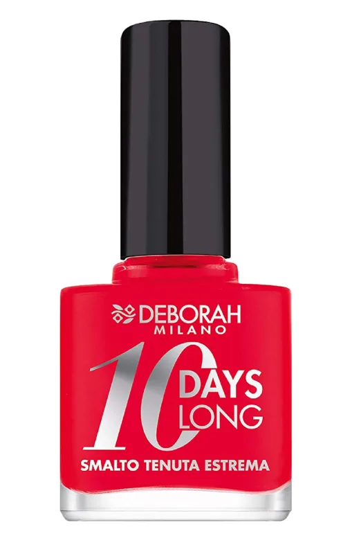 Esmalte de uñas Deborah 10 Days Long EN870 Coral Red 11 ml / larga duración, color coral intenso / secado rápido y acabado brillante