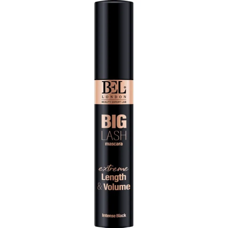 Bel London Big Lash Mascara - Mascara negra volumen y longitud para pestañas sensacionales - derivados de jojoba para la fuerza de las pestañas y la humedad con un volumen sencillo de gran volumen