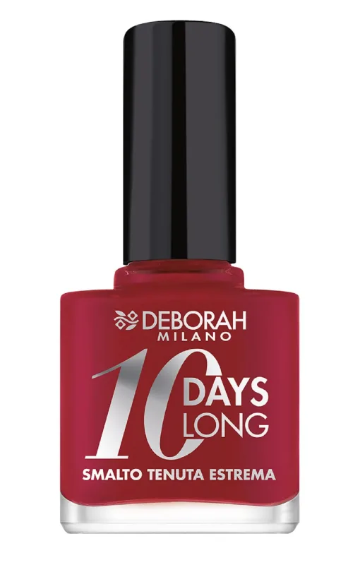 Esmalte para Manicura y Pedicura Deborah 10 Days Long 886 Rojo Vintage, Larga Duración, Acabado Brillante, Fácil Aplicación, 11 ml