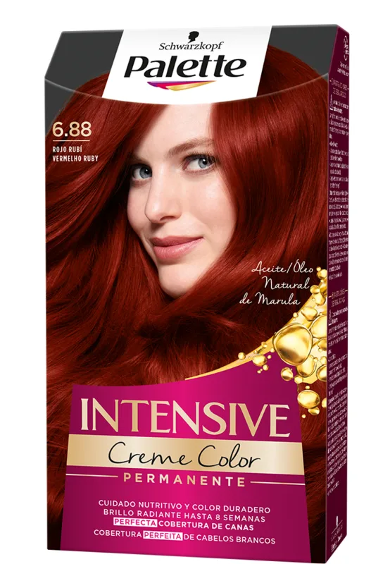Schwarzkopf Palette Intensive Creme Color - Tono 6.88 Cabello - Coloración Permanente De Cuidado Con Aceite De Marula - Óptima Cobertura De Canas - Color Duradero Hasta 8 Semanas, Rojo Rubí