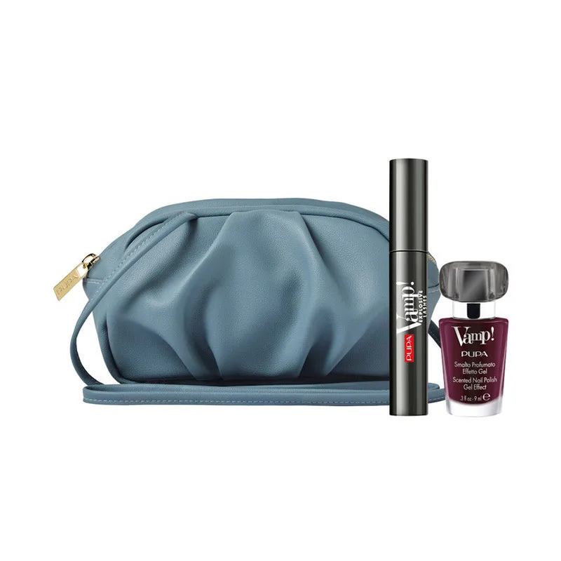 Pupa Milano Vamp! Explosivo Lashes and Vamp! Set de esmalte de uñas para mujer de 3 unidades de 0,40 oz Vamp! Explosive Lashes Mascara - 110 Black, 0,3 oz Nail Polish - 304 Intrepid Red Black, Mini