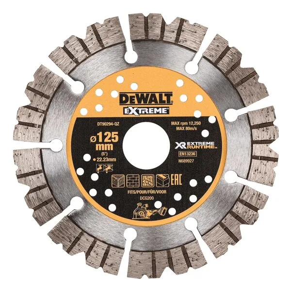 Disco de desbaste DeWALT DT90294-QZ para amoladora angular, diámetro de 125 mm, grosor de 2.6 mm, compatible con materiales duros como piedra, cerámica y vidrio, paquete de 1 pieza.
