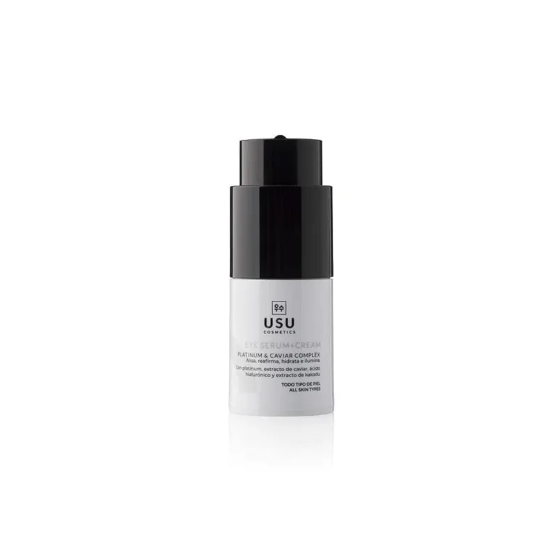 Platinum Eye Serum + Cream para Contorno de Ojos - 15 ml - Ayuda a Reducir Líneas de Expresión y Arrugas - Contiene Collodial Platinum y Extracto de Caviar - Para Todo Tipo de Pieles -USU Cosmetics