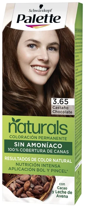 Schwarzkopf Palette Naturals - Tinte 3.65 Castaño Chocolate, Coloración Permanente Sin Amoníaco, Resultados de Color Natural