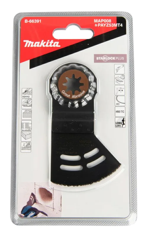 Makita B-66391, accesorio para herramienta multifunción, replacement blade, 40 mm x 53 mm, color negro, ideal para corte y lijado, alta durabilidad y precisión