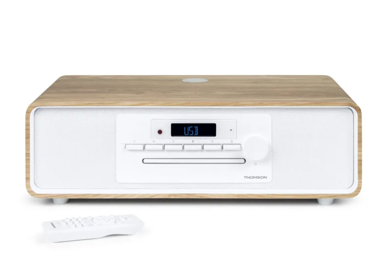 Micro-chaîne Bluetooth - THOMSON - Blanche et Noire - Radio FM/CD/MP3/USB, 60W, Égaliseur