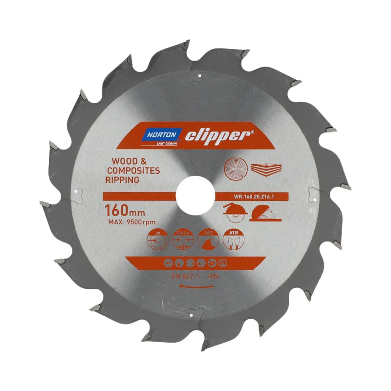 Norton piła tarczowa 160mm x 20mm x 16z drewno i kompozyty atb (2,6 / 1,6)