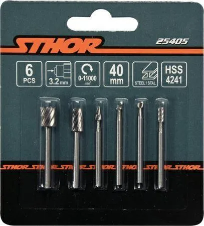 Sthor 25405, Fresadora 40 mm, paquete de 6 piezas, ideal para fresado y corte de precisión, durabilidad y alto rendimiento