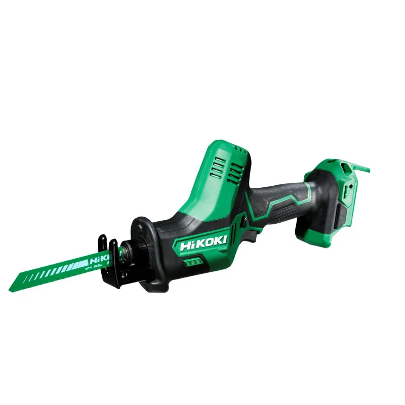 Sierra recíproca Hikoki CR18DAW4, 3200 SPM, motor potente, diseño robusto en negro y verde, ideal para cortes rápidos y precisos en madera, metal y otros materiales