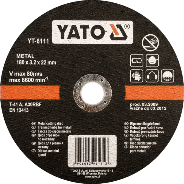 YATO, modelo YT-5923, Cuchilla para cúter circular 12,5 cm, ideal para cortes precisos en materiales, alta resistencia y durabilidad, herramienta profesional para talleres