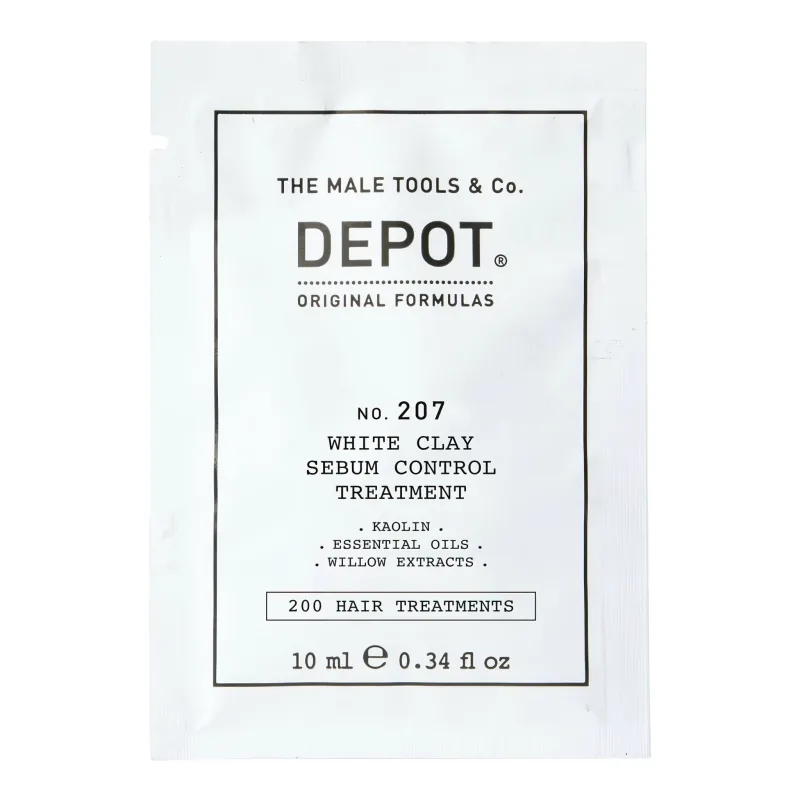 Depot 200 Hair Treatments No. 207 Kaolin Scalp Treatment Cream Mask, tratamiento capilar 10 ml, regulación de sebo, control del cuero cabelludo graso