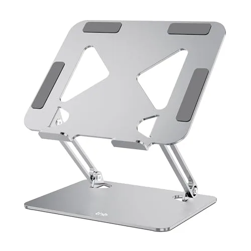 T'nB - Soporte portátil Ajustable de Aluminio, cómodo y ergonómico para una posición de Trabajo óptima, Antideslizante para una máxima Estabilidad - Gris Aluminio