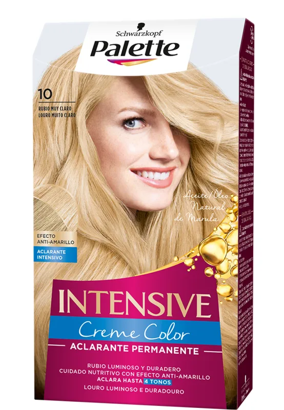 Schwarzkopf Palette Intensive Creme Color, Tono 10 cabello Rubio muy Claro, Aclarante Permanente con Aceite de Marula, Efecto duradero hasta 8 semanas, 115ml