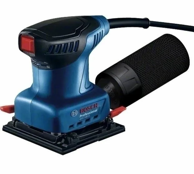 Bosch Professional lijadora orbital GSS 140 (motor de 220 W, vibración de 3,4 m/s2, con bolsa para polvo, placa punzonadora, hoja de lija C411)