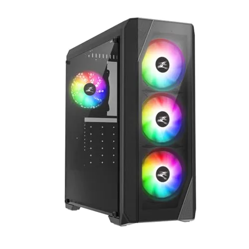 ZALMAN N5 TF ATX Mid Tower 4 RGB Carcasa del ventilador, 1 x Auriculares, 1 x Micrófono, 2 x USB 2.0, 1 x USB 3.0, Control de Ventilador, Panel acrílico de color, PCI/AGP, 365 mm, Negro