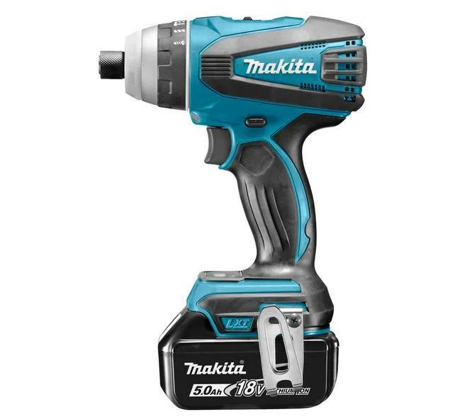 Taladro Atornillador Percutor Makita DTP141RTJ 18V 5Ah, Negro/Azul, 1,8 kg, con 2 baterías de 5Ah, cargador y maletín