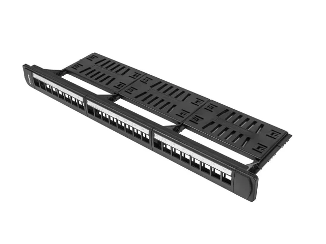 Lanberg Keystone Patch Panel 19'' with Organizer, 24 Port 1U, Black