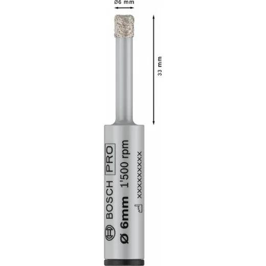 Bosch 1 broca de diamante PRO de cerámica de fácil secado (para baldosas, placas duras, diámetro de 6 mm, accesorios profesionales para taladros/destornilladores)