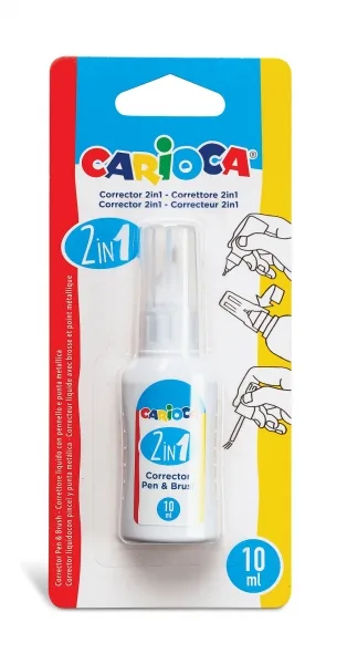 Carioca pen & brush corrector 2en1 - boligrafo y pincel - pincel de nylon suave y preciso - punta metalica de precision - secado rapido - color blanco