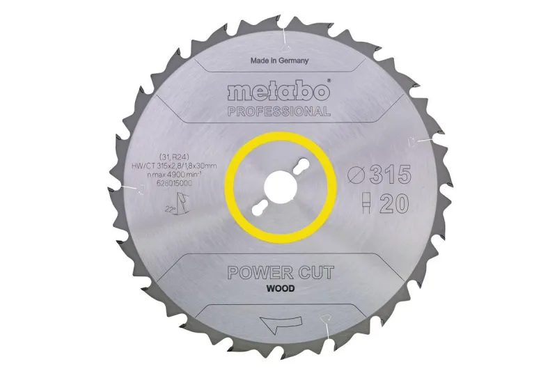 METABO 628015000 - Hoja de sierra metal duro HW/CT Power Cut 315 x 30 mm dientes 20 FZ