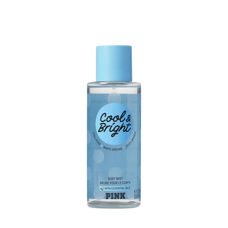 Mist spray corporal Victoria's Secret Cool & Bright, fragancia fresca y energizante, hidratación ligera, 250 ml, ideal para revitalizar y refrescar la piel