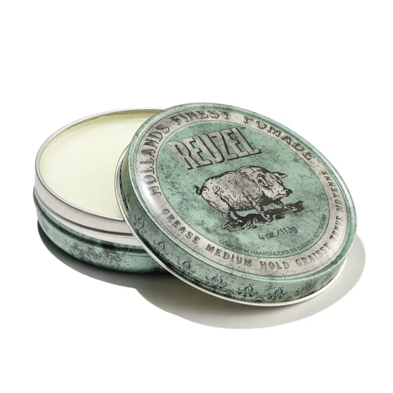 Reuzel Green Pomade Fijador en Cera para el Pelo 113 g | UNI-0879546019513 | Pomada de Fijación Fuerte para Hombres con Acabado Brillante | EAN 879546019513