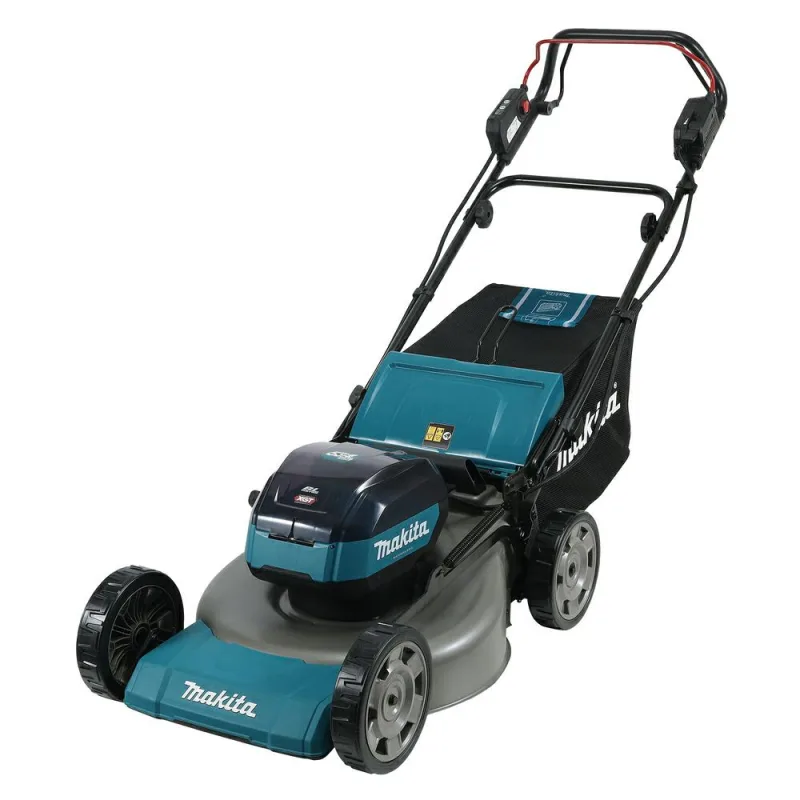 Cortacésped Manual a Batería Makita LM002G Negro/Azul, Ancho de Corte 53,4 cm, para Áreas de hasta 3400 m², Altura Ajustable, Motor Sin Escobillas