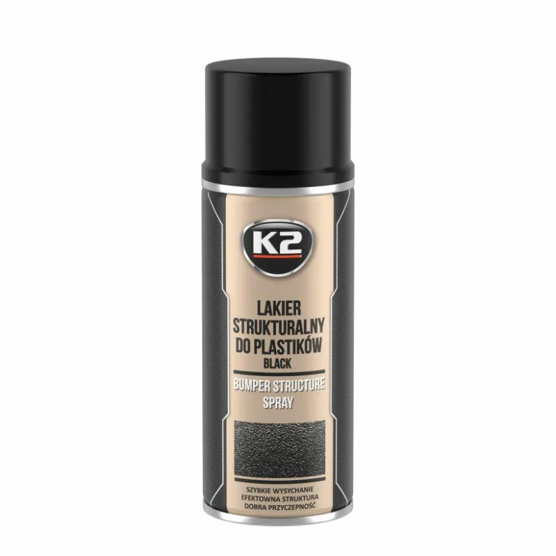 K2 Pintura Parachoques Negro Texturizada Spray Estructural para Parachoques Pintura Negra de Secado Rápido - 400 ML