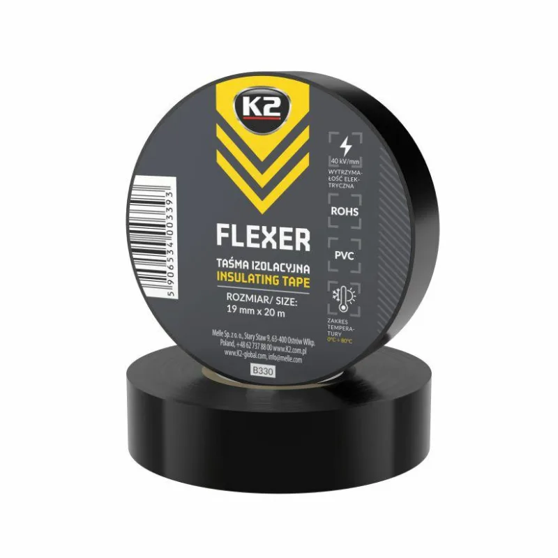 K2 flexer taśma izolacyjna duża czarna 19mm x20m
