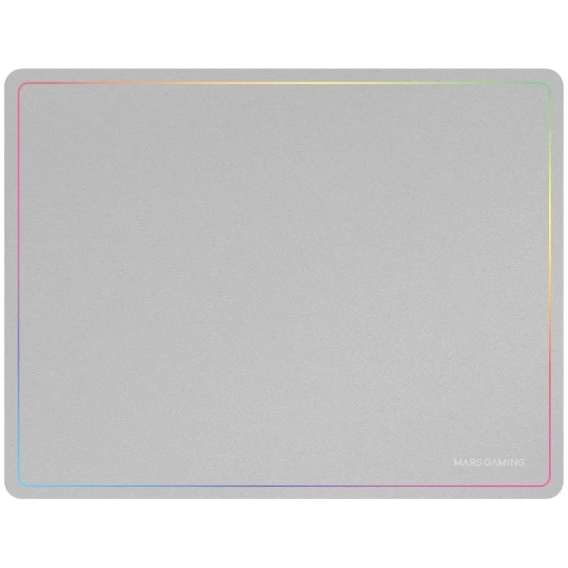 Mars Gaming MMP124, Alfombrilla Gaming 360x260mm, Diseño de Bordes Rainbow, Base Antideslizante de Caucho Natural, Superficie Nanotextil de Alta Precisión, Alfombrilla de Ratón Flexible, Blanco