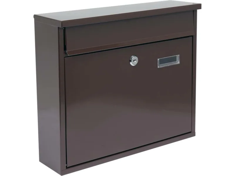 Buzón Metálico VOREL 78577 - 31x36x10 cm - Marrón con Cerradura y 2 Llaves