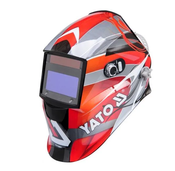 Yato YT-73921 pantalla y casco de soldadura Welding helmet with auto-darkening filter Negro, Rojo, Plata