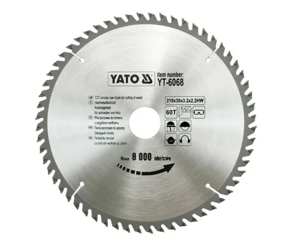 YATO, modelo YT-6068, Hoja de sierra circular de 21 cm, 1 pieza, ideal para cortes precisos en madera, metal y plástico, alta durabilidad, herramienta profesional