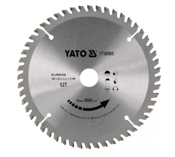 YATO, modelo YT-60907, Hoja de sierra circular de 18 cm, 1 pieza, ideal para cortes precisos en madera, metal y plástico, alta durabilidad, herramienta profesional