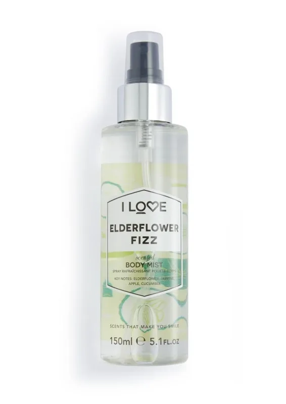 I Love Signature Collection Mist Spray Elderflower Fizz - refrescante spray corporal con aroma floral de flor de saúco, 150 ml, ideal para uso diario