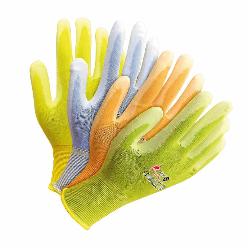 Reis RPOLICOLOR7 - Guantes de protección con diseño de dragón, color amarillo, naranja, verde, azul claro, 7 tamaños, 12 unidades