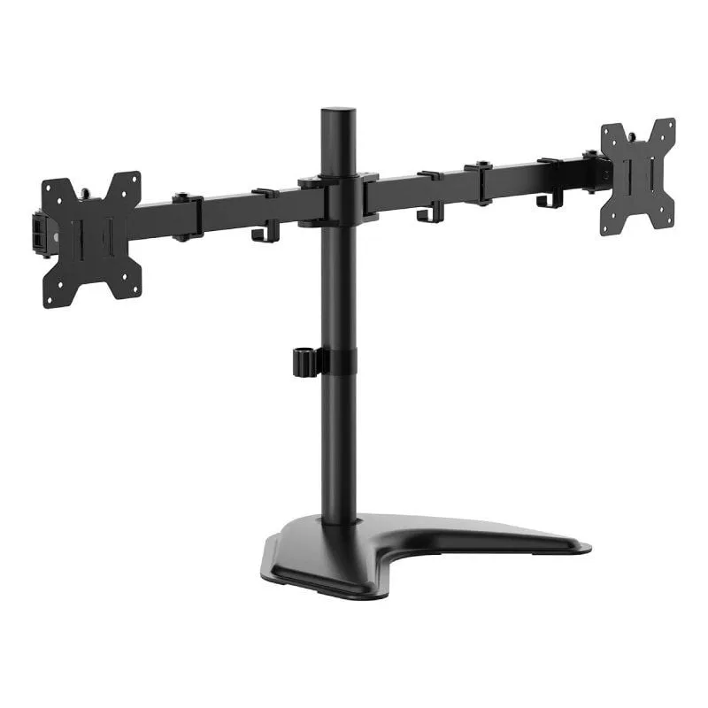 AISENS - DT32TSR-285 - Soporte de Mesa con Peana Eco Giratorio e Inclinable para Monitor/TV 10Kg (3 Pivotes, 2 Brazos) de 17-32, Negro