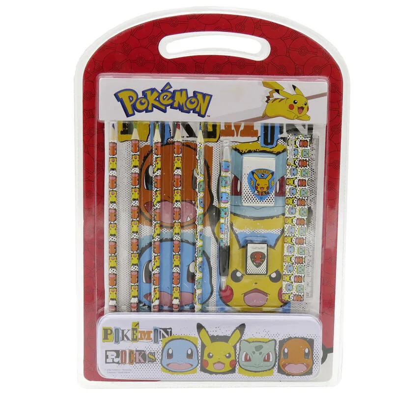 Pokémon- Set de papeleria, Material de Escritura, Estuche, Pack de Dibujo, Material Escolar, Lápices, Pikachu,Multicolor,Producto Oficial (CyP Brands)