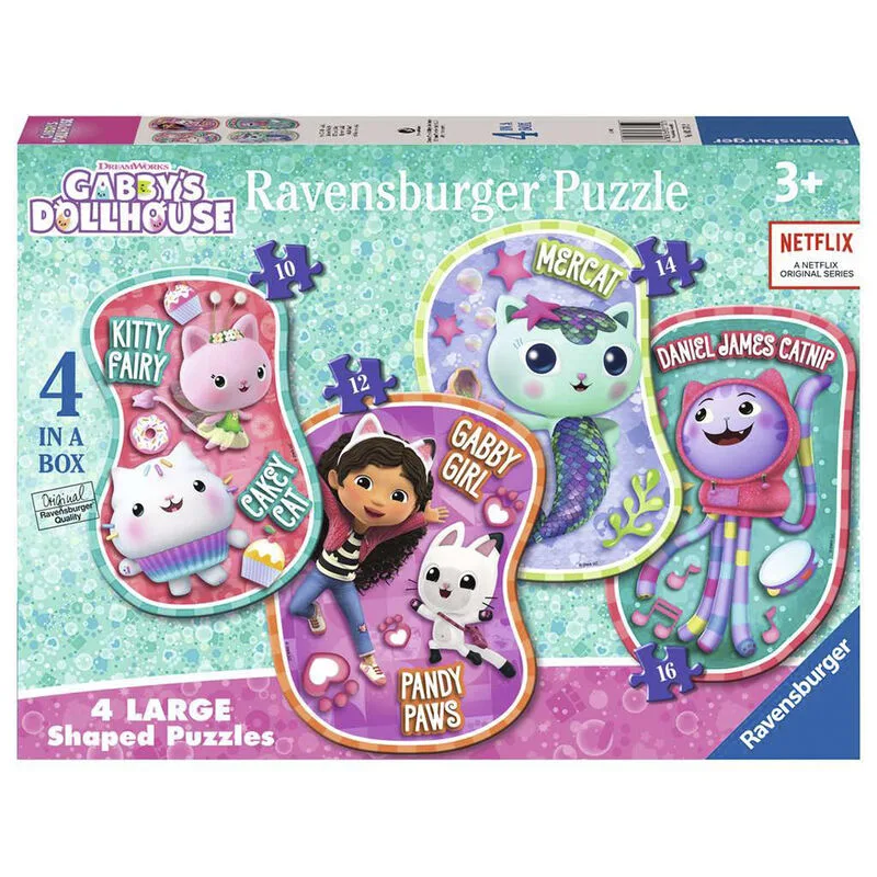 Ravensburger - Puzzles Gabby's Dollhouse Pack 4 | Puzzle 3 Años O Más | Puzzles 3 Años O Más De 72 Piezas | Rompecabezas Niños De 70 X 50 Cm Puzzle