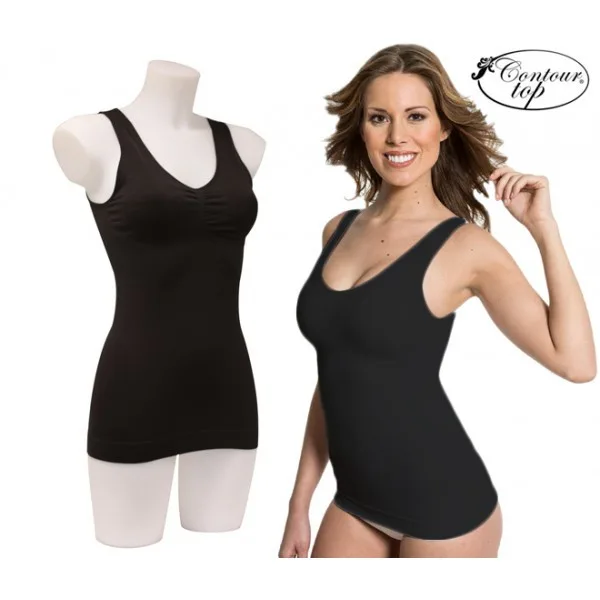 Prenda moldeadora 3 en 1 Contour Top, efecto reductor 3D sin costuras, efecto moldeador, color negro, talla S