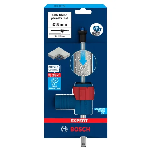 Bosch 1 juego de brocas de martillo perforador SDS Clean Plus de EXPERT para instalaciones (8,0 mm de diámetro, accesorio profesional)