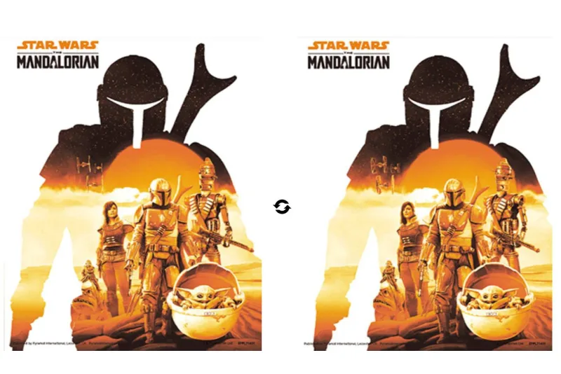 CUADRO - Puesta de sol en 3D, color blanco, mandaloriano de Star Wars