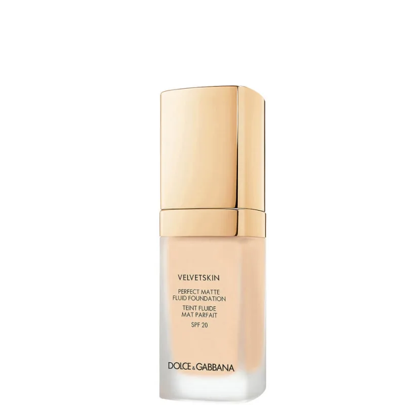 Dolce & Gabbana Velvetskin Perfect Matte Fluid 30 ml, Frasco dispensador, líquido para todo tipo de pieles, acabado mate, tono 80 Creamy.