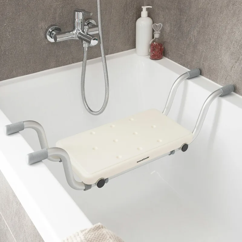 InnovaGoods® Taburete baño 2-in-1, Taburete Ducha Antideslizante, Taburete baño Extensible 2 Posiciones, Silla Ducha Personas Mayores Firme sujeción, Taburete Incluye Accesorios de Montaje.