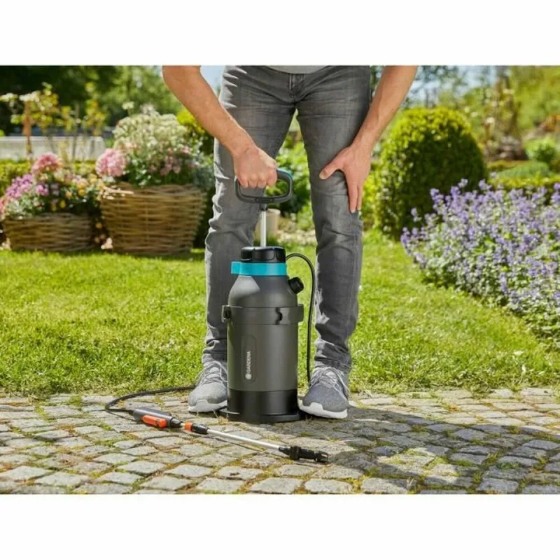 Gardena EasyPump-Pulverizador a presión, Turquesa negro gris naranja plateado metálico, 5l Plus