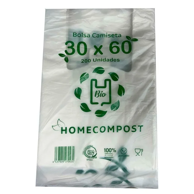 Bolsa de compras 200 unidades biodegradable blanco 30 x 60 cm