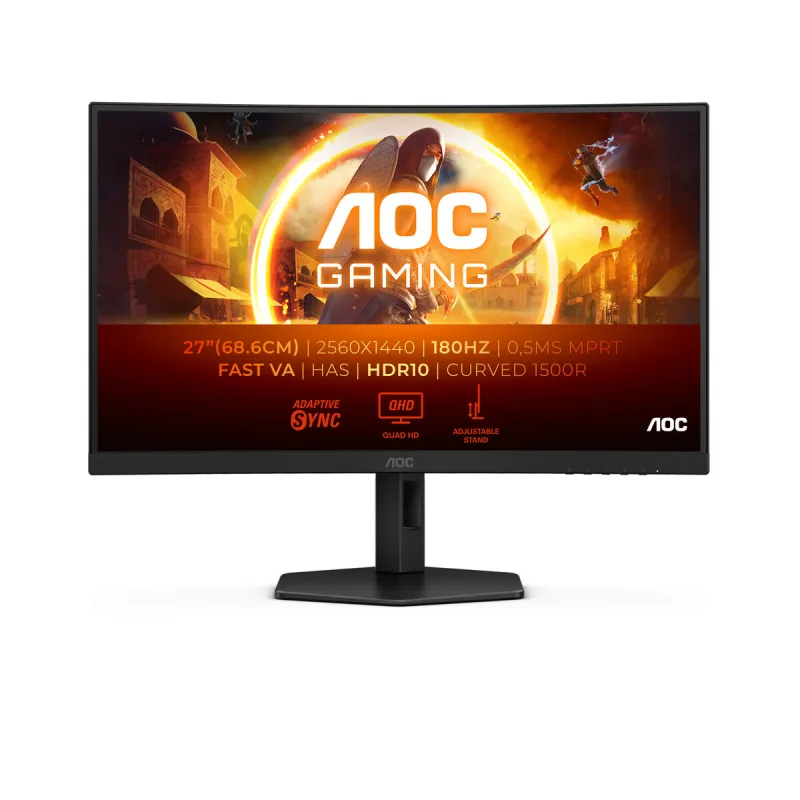 AOC Monitor Gaming CQ27G4X 27" 180 Hz Quad HD, Ajustable, QHD, VA, 180 Hz, Curved 1500R