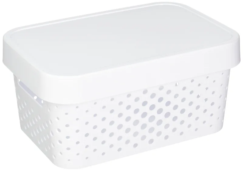 Curver 04760-N23-00 Infinity Points - Caja de Almacenamiento con Tapa de plástico, Color Blanco 26,8 x 18,6 x 12,4 cm, 4,5 L, Color Blanco